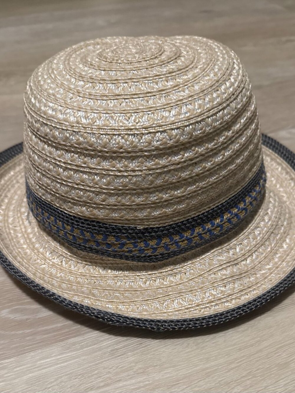 Eric Javits Straw Boater Hat with Navy Accent - Picture 6 of 6